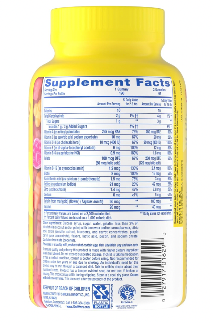L´ILCRITTERS MULTIVITAMINAS DIARIAS PARA NIÑ0S DE SABORES 190 CAPS
