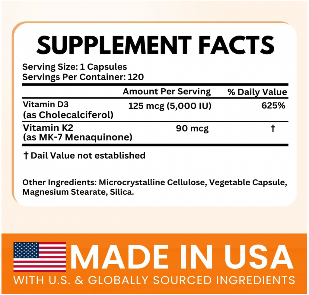 VITAMINA D3 + k2 120 CAPS